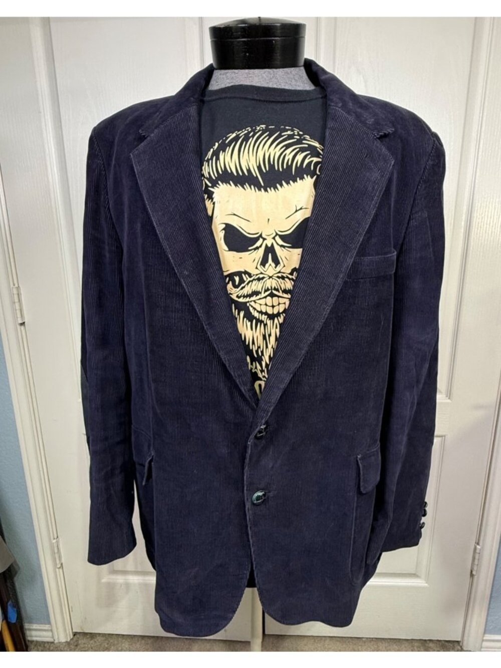 VTG Unknown Corduroy Men's Blazer Blue Jacket Elbow Patch Size 48R